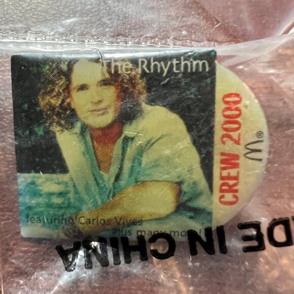 McDonalds Pin The Rhythm Carlos Vives‎ 2000 Crew Employee Lapel Pinback Vintage - Picture 1 of 8